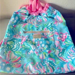 Lilly Pulitzer vibrant Aqua Vista vibrant Drawstring backpack handle bag